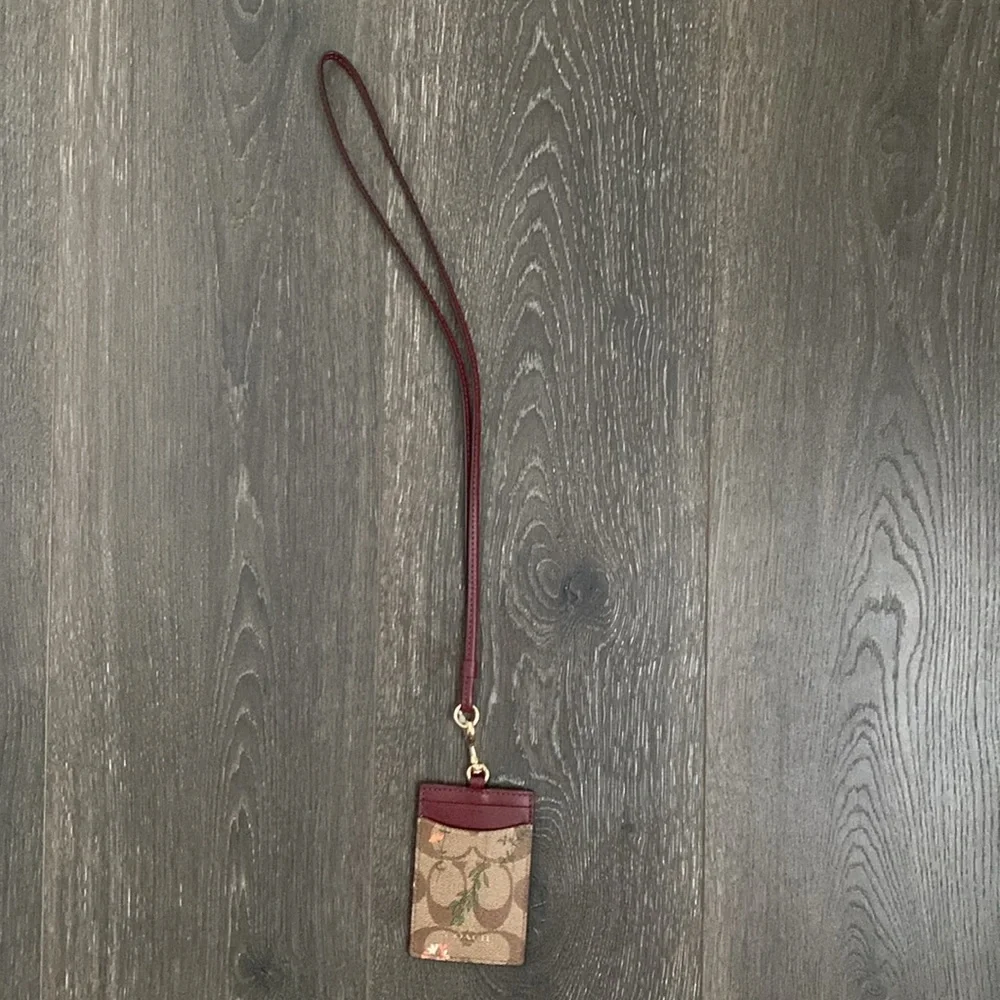 Coach ID Lanyard Brand New colors brown, tan, burgundy, with flowers and… - Picture 3 of 6